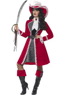 PRICES MAY VARY. Includes Deluxe Authentic Lady Captain Costume, Red with Dress, Jacket, Neck Tie & Boot Covers Bust 44-46" / Waist 36-38" / Hip 47-49" / Leg Inseam 33.75" Our dedicated in-house Safety team ensure that all of our products are manufactured and rigorously tested to comply with the latest EU and American Safety standards and regulations. Smiffys is a leading fancy dress supplier and family business with a 125 year heritage in costumes, wigs, make up and accessories. Please note that all our Smiffys products will always come in full Smiffys branded packaging. Includes Red Dress, Jacket, Neck Tie & Boot Covers Red Costume, Womens Fancy Dress, Halloween Fancy Dress, Toddler Costumes, Red Fits