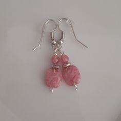 Silver Tone Earrings With Sm Silver Beads And Beautiful Pink Glass Beads . Fun & Flirty . Pink Metal Jewelry With Dangling Beads, Gift Czech Glass Earrings With Dangling Beads, Nickel Free Pink Round Bead Earrings, Pink Nickel-free Round Bead Earrings, Pink Nickel-free Round Beaded Earrings, Pink Round Beads Earrings Nickel Free, Pink Beaded Metal Earrings, Silver Dangle Earrings With Czech Glass, Pink Sterling Silver Beaded Earrings