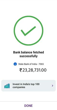 bank balance fetched successfully in india on the app store's mobile phone screen