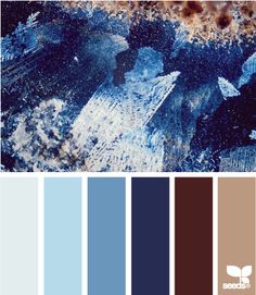 blue and brown color palette with white accents