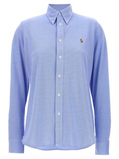 100% Cotton Classic Ralph Lauren Long Sleeve Tops, Ralph Lauren Spring Polo Collar Top, Ralph Lauren Polo Collar Tops For Spring, Classic Ralph Lauren Spread Collar Top, Classic Ralph Lauren Top With Spread Collar, Classic Ralph Lauren Tops With Spread Collar, Designer Ralph Lauren, Buttoned Shirt, Ralph Lauren Logo