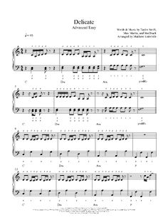 sheet music with the words delicate written on it