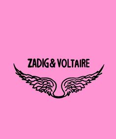 the logo for zadig & voltaire is shown in black on a pink background