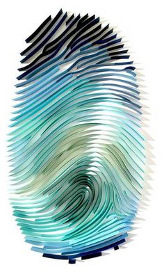 an abstract art piece with wavy lines in blue, green and white