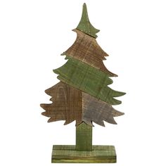 a wooden christmas tree on a white background