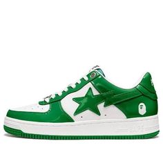 A BATHING APE Bape Sta Low 'Green White' 1H70-191-001-WG (SNKR) Bape Star, Sneakers Nike Jordan, Louis Vuitton Trainers, Couple Sneakers, Bape Sta, Ysl Belt, Hip Hop Trends, Pretty Sneakers, Shoes Low Top