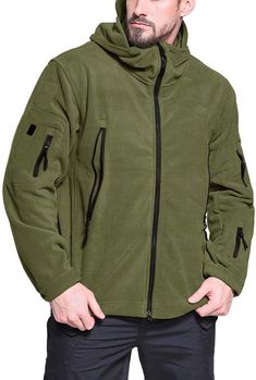 Men's Outdoor Tactical Zip-up Jacket More Details for Men's Outdoor Tactical Zip-up Jacket Note: The Coats is US standard size, Please choose size as your usual wear. The jacket has two styles of zippers. They are random. One style zippers' color is black and the other style zippers' color is the same color as the clothes. Fabric: polyester, Anti- Pilling Feature:windproof,lightweight,breathable,warm,soft The thumb-hole of the long sleeve keep warm in cold weather Design: Standing collar with ho Weather Design, Outdoor Jackets, Clothes Fabric, Tactical Jacket, Work Coat, Standing Collar, Outdoor Jacket, Mens Fleece, Soft Shell Jacket