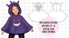 a paper doll wearing a purple cape with red eyes and fangs on it's face