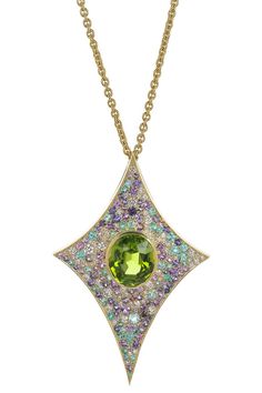 JARED LEHR-Peridot Kite Necklace-YELLOW GOLD Kite Necklace, Lux Jewelry, Gold Outfit, Luxe Jewelry, Marissa Collections, Purple Sapphire, Discount Jewelry, Jewel Box, Fine Jewels