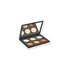 an open makeup palette in a black case on a white background with the lid closed