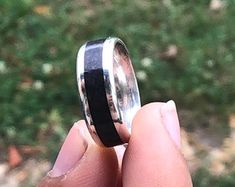 Dichrolam Inlay Ring | Etsy Polished Finish Band Jewelry Gift, Polished Band Jewelry Gift, Polished Finish Band Jewelry For Gift, Polished Band Jewelry For Gifts, Elegant Black Bands For Gifts, Elegant Black Bands Suitable For Gifts, Polished Finish Band Gift, Modern Band Jewelry Gift, Printable Ring Sizer