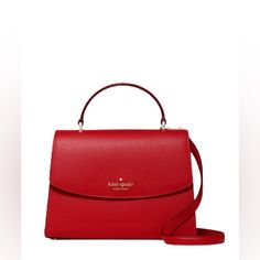 Viral Kate Spade Bag! Retail $360 7.13"H X 9.63"W X 3.5"D Handle Drop: 2.88" Strap Drop: 22" Refined Grain Leather Metal Pinmount Logo Two Way Spade Jacquard Lining Interior Front & Back Zip Pocket Exterior Back Slip Pocket Flap With Magnetic Snap Closure Style # K4656 Color: Candied Cherry Kate Spade Red Evening Bag, Kate Spade Luxury Red Bag, Kate Spade Red Shoulder Bag For Formal Occasions, Red Kate Spade Shoulder Bag For Formal Occasions, Kate Spade Red Formal Shoulder Bag, Kate Spade Red Formal Bag, Luxury Red Kate Spade Bag, Formal Red Kate Spade Bag, Luxury Red Kate Spade Shoulder Bag