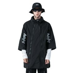 -Made from a high quality and durable material -Features with 2 full zippers on the front for cool techwear -Hood and cuffs with adjustable pull string lock -"HTGY" text printed on the sides of the half-sleeves -USA Sizing -Male Model is: 5 feet 11 inches or 180 cm and is 167 lbs or 75.7 kg and is wearing size L for oversized look and M for regular fit -This techwear windbreaker is made from a high quality polyester material. This windbreaker also features two full zippers on the front. You can Techwear Windbreaker, Streetwear Coat, Shorts Sweatpants, Urban Streetwear, Hip Hop Culture, Street Wear Urban, Tag Sale, 11 Inches, Male Model