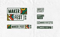 the logo for maker fest is shown in three different colors