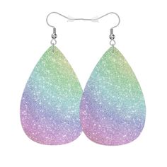 the glitter tear shaped earrings are multicolored