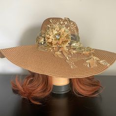 Gorgeous Gold Flower Summer Beach Hat Perfect Summer Hat *Brand New Gorgeous Design *One Size Fits All Reasonable Offers Are Welcomed Spring Summer Straw Hat With Flower Shape, Gold Straw Hat With Curved Brim For Vacation, Gold Curved Brim Straw Hat For Vacation, Summer Vacation Hats With Flower Shape, Summer Vacation Hat With Flower Shape, Floral Sun Hat For Spring Vacation, Flower Shaped Sun Hat For Spring Vacation, Flower-shaped Spring Sun Hat For Vacation, Gold Short Brim Sun Hat For Beach