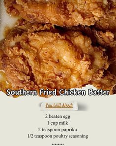 two fried chicken patties sitting on top of a white plate with information about the ingredients