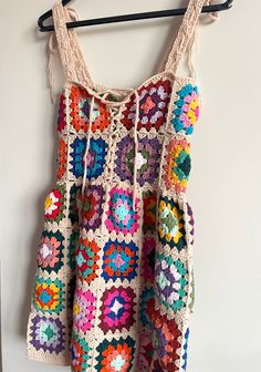 Fitted Multicolor Crochet Lace Dress, Bohemian Crochet Mini Dress, Multicolor Crochet Sleeveless Mini Dress, Multicolor Sleeveless Crochet Mini Dress, Sleeveless Multicolor Crochet Mini Dress, Fitted Multicolor Summer Pattern, Fitted Multicolor Dress With Crochet Trim, Crochet Cotton Mini Dress, Multicolor Crochet Lace Sleeveless Dress