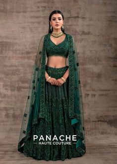 Green Color Wedding Lehenga GULNAR Elegant Green Lehenga With Sheer Dupatta, Elegant Green Lehenga With Resham Embroidery, Bollywood Green Lehenga With Intricate Embroidery, Elegant Green Lehenga With Intricate Embroidery, Elegant Green Choli With Sheer Dupatta, Designer Green Lehenga With Sheer Dupatta, Designer Green Lehenga With Traditional Drape, Green Anarkali Lehenga For Reception, Green Lehenga With Traditional Drape For Designer Wear