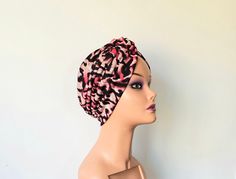 "Handmade pink vintage style twisted design turban cap for women This turban is a simple yet stylish cap made out of a soft feel stretch fabric.  This is perfect to be worn with hair up or down, indoors or outdoors, social and religious gatherings.  It's made in two layers therefore can provide warmth for your head and ears. This can serve as a gift to a loved one, wife, mum, sister, daughter or friend. It's a go to cap for women passing through illness, chemo, alopecia as it sits pretty on the Adjustable Winter Turban, Pink Spring Headwrap One Size, Adjustable Pink Turban, Pink Bonnet One Size Fits Most, Trendy Spring Turban, Spring Turban With Matching Headband, Pink One Size Bonnet, Pink Headscarf, Alopecia Headwear