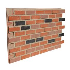 a red brick wall with black bricks on the top and bottom part, against a white background