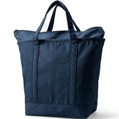 Life is easier when you have a roomy reliable bag. Something strong well-made and stylish will come in handy when you're heading to the library going to pilates class or running errands on the weekend. Enter the Lands' End Canvas Zip Top Tote Bag. Made from pure cotton this zippered bag will last through all of life's adventures. It can hold up to 500 pounds - we've tested it to make sure - so it can easily handle your everyday supplies. The water-repellent base and trim won't get soggy if you s Practical School Tote Bag, Canvas Backpack With Top Carry Handle For Daily Use, Functional School Canvas Bag, Canvas Tote Backpack With Top Carry Handle, Everyday Softback Shoulder Bag With Reinforced Handles, Everyday Use Softback Shoulder Bag With Reinforced Handles, Practical Everyday Softback Bag, Sporty Canvas Bag With Zipper Closure, Everyday Shoulder Bag With Reinforced Handles