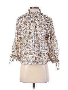 Sundance 3/4 Sleeve Blouse Size: X-Small Tops - used. 100% COTTON | Sundance 3/4 Sleeve Blouse: Ivory Tops - Size X-Small Petite White Floral Print Blouse With 3/4 Sleeves, Fall Floral Print Half Sleeve Blouse, Fitted Blouse With Floral Print And 3/4 Sleeves, Fitted Floral Print Blouse With 3/4 Sleeves, Bohemian Cream Blouse With 3/4 Sleeves, Bohemian Blouse With 3/4 Sleeves For Daywear, Cream 3/4 Sleeve Tops For Fall, Half Sleeve Blouse For Daywear, Spring, Spring Daywear Tops With 3/4 Sleeves