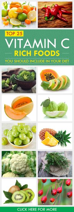 Vitamin C is one of the most important nutrients that the body needs. Here is a list of the top 25 vitamin C rich foods that will ensure that your ... Vitamin C Rich Foods, Vitamin Rich Foods, Vitamin C Foods, Mineral Nutrition, Iron Rich Foods, Eat Better, Vitamins For Skin, Vitamins For Women, Vitamin A