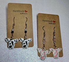 Handmade Cute Dairy Cow earrings with Crystal beads. Your choice of Black and White or the Adorable Pink and White. Perfect for all you Farm Animal Lovers Cow Black And White, Cow Earrings, Dairy Cow, Dairy Cows, Cowboy Western, Farm Animal, Animal Lovers, Western Cowboy, Pink And White