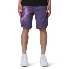 Style No. P516-TCGB223 Color: Purple This lightweight short is designed with circular bleach detailing on the right leg. This style is constructed from a soft twill and features light fraying at the hem, two large cargo pockets at the sides, a button closure and reinforced belt loops. 100% Cotton. Lined back pockets and yoke. Reinforced belt loops. Cargo Pockets. Purple Brand P516 Twill Grape Cargo Short. Cheap Purple Shorts With Pockets, Urban Style Summer Cargo Shorts, Urban Style Cargo Shorts With Pockets For Summer, Urban Style Cargo Bottoms For Summer, Short Length Cargo Pants For Spring Streetwear, Urban Style Relaxed Fit Cargo Pants For Summer, Urban Style Cargo Shorts For Summer, Spring Streetwear Short Length Cargo Pants, Summer Urban Cargo Pants With Hip Pockets