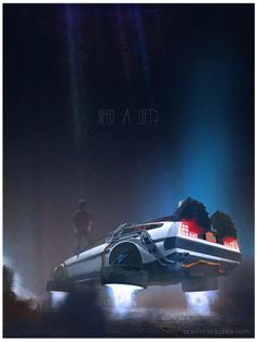 the back to the future movie poster with an image of a delored car