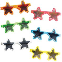 six star shaped glasses with different colors and shapes