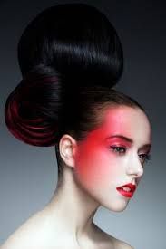 Avant Garde Extreme Makeup, Red Makeup, Fantasy Hair, Airbrush Makeup