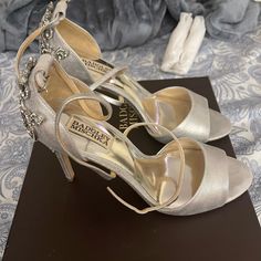 Silver Silver Sandal, Shoes Silver, Badgley Mischka Shoes, Silver Sandals, Silver Shoes, Badgley Mischka, Shoes Women Heels, Stone Color, Open Toe