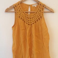 Mustard Yellow Lattice Neck Tank Blouse. Great For Work Or Fun. New With Tags / Unworn. 100% Rayon, Airy Fit. Very Pretty On. Mustard Yellow, Orange Yellow, Color Orange, Lattice, Mustard, Orange, Tags, Yellow, Women Shopping