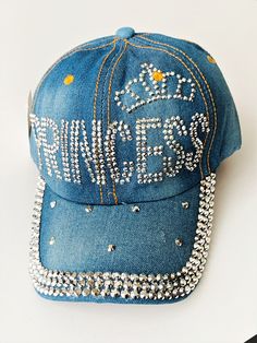 Princess Hat Rhinestones Jeans Denim Hat Cap Beautiful hat, jeans denim fabric, Adult / one size / Adjustable strap ensures a solid and comfortable fit. We ship within one business day. Trendy Snapback Baseball Cap With Rhinestones, Trendy Rhinestone Snapback Baseball Cap, Adjustable Rhinestone Baseball Cap With Curved Brim, Trendy Rhinestone Adjustable Baseball Cap, Casual Rhinestone Hat, One Size Fits Most, Casual Rhinestone Hat One Size Fits Most, Casual Rhinestone Hat, One Size, Denim Baseball Cap One Size, Denim Snapback Hat One Size Fits Most