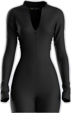 Black Elastane Unitard For Night Out, Sleek Black Long Sleeve Jumpsuits And Rompers, Sleek High-stretch Black Unitard, Sleek High Stretch Black Unitard, High Stretch Long Sleeve Jumpsuits And Rompers For Club, Black Long Sleeve Elastane Unitard, Black Long Sleeve Bodycon Bodysuit, Long Sleeve Club Unitard, Black Long Sleeve Unitard