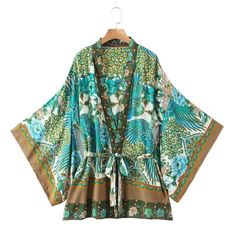 Floral Print Kimono Shirt Cover Up Material: Cotton Material: Rayon Pattern Type: Floral Style: Young Style Young Style: Bohemian Age: Adult Fit: Fits true to size, take your normal size Release Date: Summer 2021 Measurement In CM size Shoulder(cm) Bust(cm) Length(cm) Sleeve(cm) S 63 122 80 31 M 64 126 81 32 L 65.5 132 82.5 33 Kimono Floral, Kimono Shirt, Plus Size Kimono, Birds Print, Floral Print Kimono, Peacock Print, Womens Kimono, Print Kimonos, Cape Coat