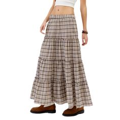 PRICES MAY VARY. Material: Skirts for women trendy summer, made of 100% polyester, ultra-soft, skin-friendly, durable and not easy to deform, good breathability, and comfortable to wear. Features: Elastic high waisted, waistband is made of elastic, so stretches to fit a range of sizes, plaid, big swing, plaid skirts for women, casual A-line skirts. Occasion: Maxi skirts for women are suit for any occasions, casual daily, home, hang out, lounging, shopping, vacation, holiday, travel, weekend, night out, party, date, fashion photoshoot, summer beach days, etc. Matching: Long skirts for women are perfect to pair with your favorite tee, high heels, sandals, sneaker and so on. Good Gift Choice: Midi skirts for women will be your essential collection. A must-have in your wardrobe. You can give i Mission Fits, Tiered Long Skirt, Flowy Long Skirt, Aesthetic Plaid, Long Tiered Skirt, Vintage Gingham, Skirt Streetwear, Long Flowy Skirt, 2000s Aesthetic