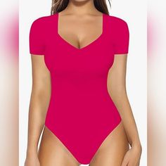 Nwt Sexy Mangopop Bodysuit....Full Coverage Bottom...Very Soft Material Summer Bodycon V-neck Bodysuit, Pink Fitted V-neck Bodysuit, Solid Color V-neck Bodysuit For Summer, Summer V-neck Solid Color Bodysuit, Stretch Solid Color V-neck Bodysuit, V-neck Solid Color Bodysuit For Party, Trendy Stretch Bodysuit With V-neck, Trendy Stretch V-neck Bodysuit, Solid V-neck Bodysuit For Summer