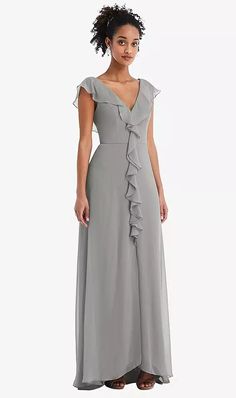 Shop this Romantic ruffles and a flowy full skirt make this lux chiffon maxi dress an elegant choice for weddings. Whether you're a bridesmaid or a guest, this tasteful dress is sure to elevate your look with its elegantly feminine aesthetic. Chelsea Gray, Infinity Dress, Bridesmaid Style, Dress Order, Chiffon Maxi, Feminine Aesthetic, Chiffon Maxi Dress, Dress Measurements, Stretch Satin