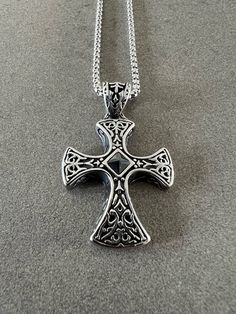 Cross pendant necklace for him Celtic cross pendant gift for men jewelry necklace for men cross pendant men cross necklace big pendant men Pendant necklace featuring a Celtic cross. The box chain and the cross are crafted from genuine 316L stainless steel which make this breathtaking piece of jewelry durable and strong  Item Details *Stone: None *Metal: Stainless steel *Pendant size: 2.08in (5.3cm) x 1.26in (3.2cm) *Chain length: 23.6in (60cm) *Weight: 1.34 ounces (38 grams) *See pictures for de Cross Necklace With Large Pendant As A Gift, Gift Cross Necklace With Large Pendant, Large Pendant Cross Necklace As Gift, Large Pendant Cross Necklace For Gift, Men Jewelry Necklace, Men Cross Necklace, Cross Pendant Men, Necklace For Him, Cross Pendent