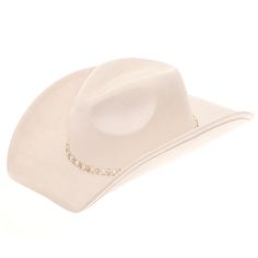 Faux sueded western hat with teardrop crown. Sharp up turned side brim, 3.5" wide. Stunning faux pearl and rhinestone band. Underwelt brim. Drawstring to reduce size. Faux suede is a smooth synthetic material that feels like suede to the touch. 100% polyester. Country Style Rhinestone Hats For Rodeo, Adjustable Rhinestone Hat Bands For Western-themed Events, Western Hat Band With Rhinestones For Country Events, Western Style Fedora With Rhinestones, Western Style Rhinestone Hat Bands For Country Events, Western Adjustable Hats With Rhinestones, Rodeo Hat With Rhinestones And Curved Brim, Rhinestone Short Brim Hats For Rodeo, Rodeo Hat Bands With Rhinestones And Curved Brim