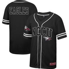 As a Free Spirited North Carolina Central Eagles fan, this Colosseum button-up Baseball jersey is the perfect way to convey your loyalty. It features a lightweight design thanks to its breathable mesh fabric. On top of that, the sewn-on stripes add flair to the classic North Carolina Central Eagles design. Mesh Button Up, Eagles Jersey, Eagles Fans, Black Shorts Men, Pants Shirt Men, Black Short Sleeve Shirt, Fabric Applique, Sports Uniforms, Innovative Technology