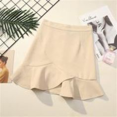 Nwt Cream High Waist With Scallop Hem Mini Skirt - Lined Zipper Back Closure Cotton/Poly Blend S, M, L, Xl Ruffle Wrap Skirt, Skirt Bodycon, Ladies Office, Formal Suit, Elegant Ladies, Skirt For Women, Elegant Skirt, Mermaid Skirt, Pleated Shorts