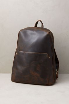 Traverse your everyday commute in exceptional style with our Tahoe backpack. Sized to carry items for both work and play, and crafted from rich, full-grain calfskin known as crazy horse leather—a matte, waxed leather that shows more and more beautiful character as it's worn—this handsome carryall looks polished with a suit and dapper with jeans. Load up your devices, throw in some gym shoes, and zip everything closed with the highly functional two-way zipper. Classic Waxed Finish Backpack, Classic Waxed Finish Standard Backpack, Soft Leather Everyday Backpack, Everyday Carry Soft Leather Backpack, Everyday Soft Leather Backpack, Classic Everyday Backpack With Waxed Finish, Brown Leather Backpack For Everyday, Leather Backpack For Everyday Use, Vegetable Tanned Leather Backpack With Leather Lining