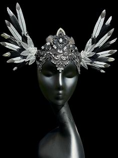 Black,Silver Feathered Lace, Rhinestone Tiara, Valkyrie crown, Raven crown,Exquisite headdress with wings is unique.It will make your costume look more perfect.     This lace headdress with wings is great for any costume or Halloween party, masquerade, carnival, wedding, school prom.     The size crown (wing) is 9"(22 cm)      It's ready for shipping!      Please, message me your date that you expect this to be delivered. Average shipping time is 12-15 days (minimum).  Check out the entire collection of party headwear. These tiara a unique gift, too!           Thanks for looking! Valkyrie Crown, Masquerade Carnival, Carnival Wedding, Oc Outfits, School Prom, Witch Fashion, Fancy Dresses Long, Rhinestone Tiara, Crown Wedding