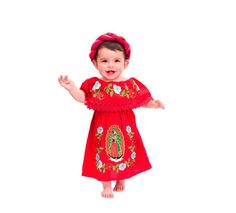 This beautiful traditional girls dress features hand embroider Virgen de Guadalupe with flowers. If you need a different size please let me know and send measurements. All items are custom made to order. Our turn around time is about 5-10 business days. This can change during peak season. We want you to be happy doing business with us so any questions, any concerns are welcome. We are fast to reply! Shipping: *We take great care packaging every item to ensure safe quality shipping. *We ship via Festive Embroidered Dress For Dress-up Occasions, Festive Embroidered Dresses For Dress-up Occasions, Care Package, Traditional Dresses, Hand Embroidered, No Response, Baby Girl, Girls Dresses, Girl Outfits