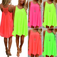 Premium Quality Women Summer Chiffon Beach Mini Dress Swimwear Bikini Cover Up Loose Sundress, Stunning Womens Dresses Summer Casual Flowy Chiffon Dress, Flowy Summer Casual Chiffon Dress, Casual Summer Flowy Chiffon Dress, Multicolor Mini Dress For Beach Party, Green Sleeveless Mini Dress For Summer Parties, Casual Chiffon Sundress For Summer, Summer Flowy Chiffon Sundress, Spring Beach Chiffon Sundress, Casual Chiffon Dress For Summer