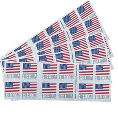 six american flags stickers on white background